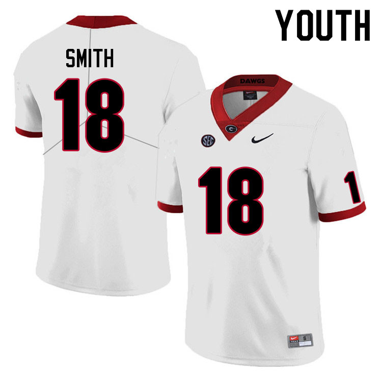 Youth #18 C.J. Smith Georgia Bulldogs College Football Jerseys Sale-White Anniversary